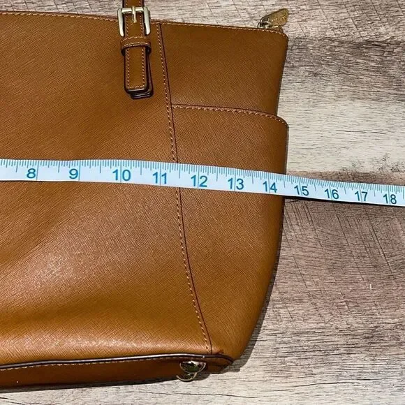 Michael Kors Womens Jet Set Zip Saffiano Leather‎ Tote Shoulder Bag Brown Medium - Picture 10 of 12